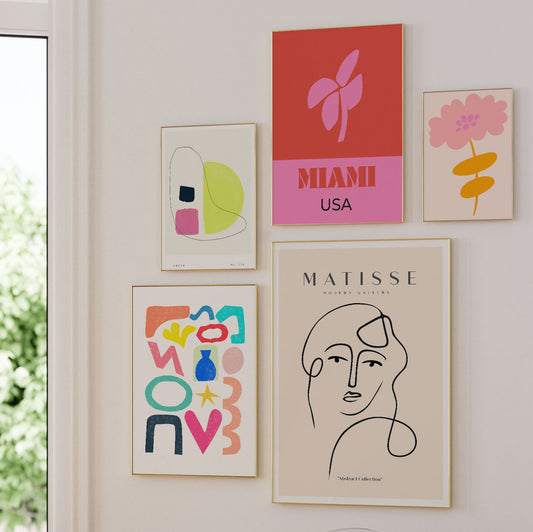 Colourful Art Prints gallery wall Matisse inspired