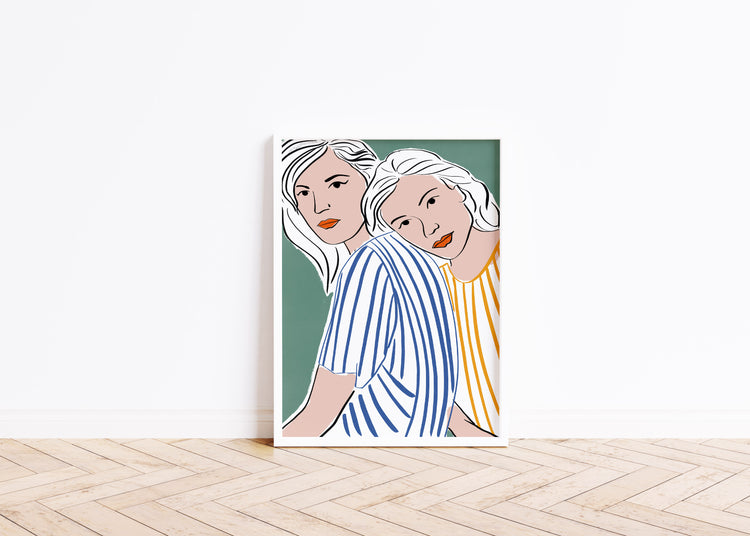 Two sisters Contemporary Art Print