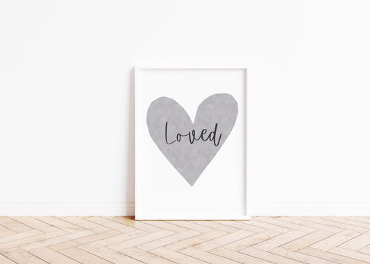 Forever Heart Art Print - Loved Grey