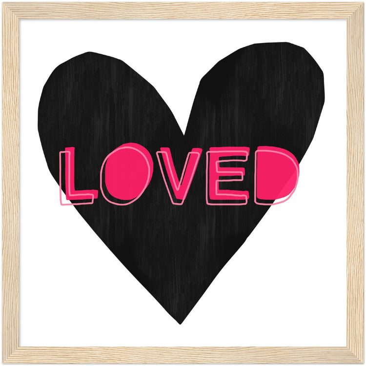 Forever Heart Art Print - Black + Pink Loved