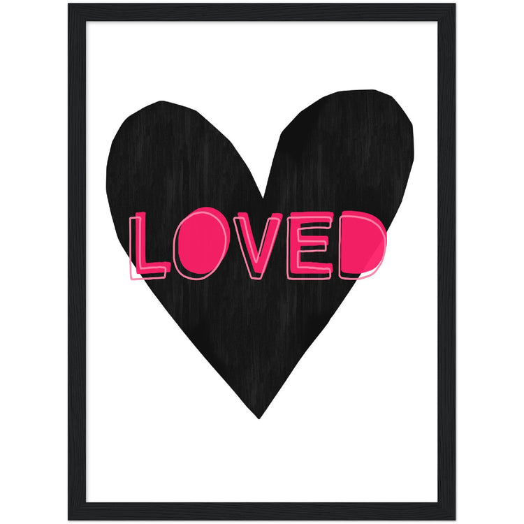 Forever Heart Art Print - Black + Pink Loved