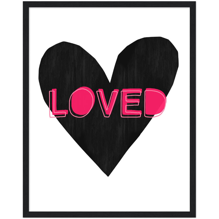 Forever Heart Art Print - Black + Pink Loved