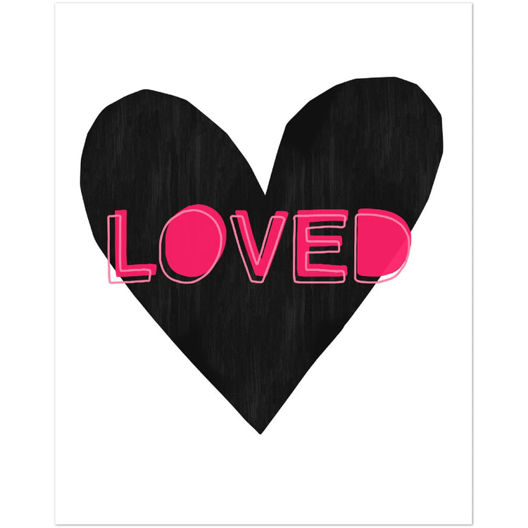 Forever Heart Art Print - Black + Pink Loved