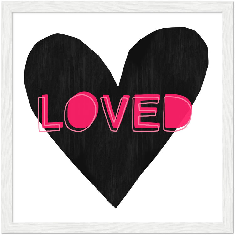 Forever Heart Art Print - Black + Pink Loved