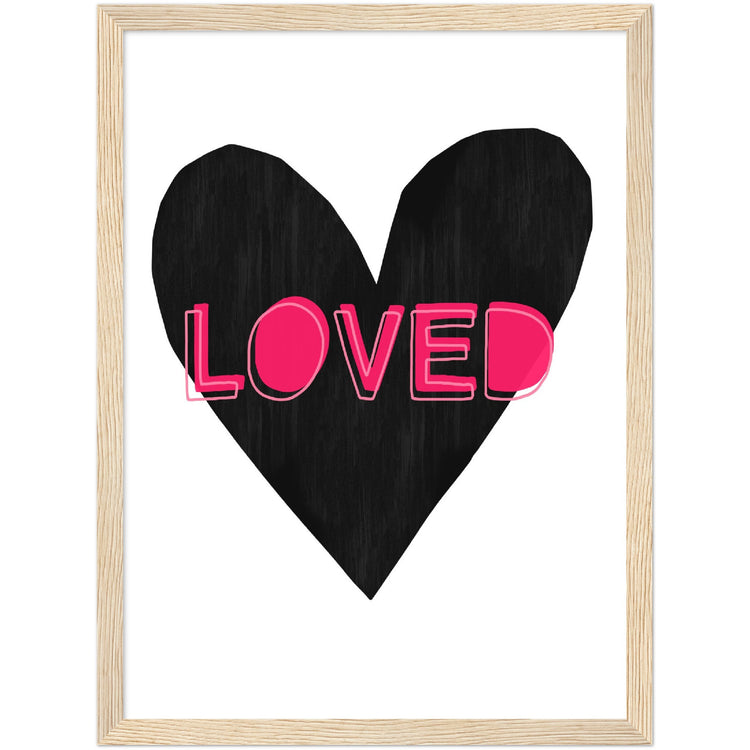 Forever Heart Art Print - Black + Pink Loved