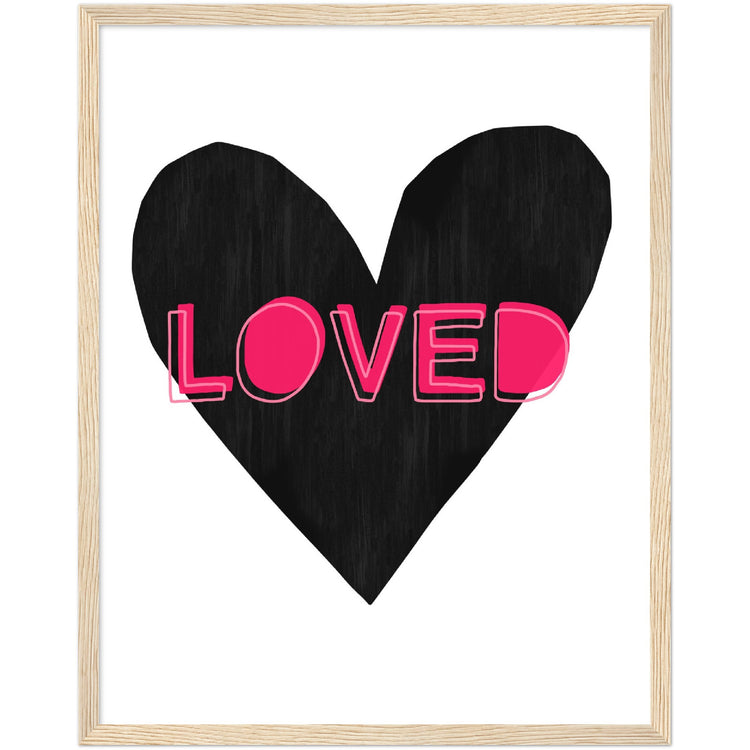 Forever Heart Art Print - Black + Pink Loved